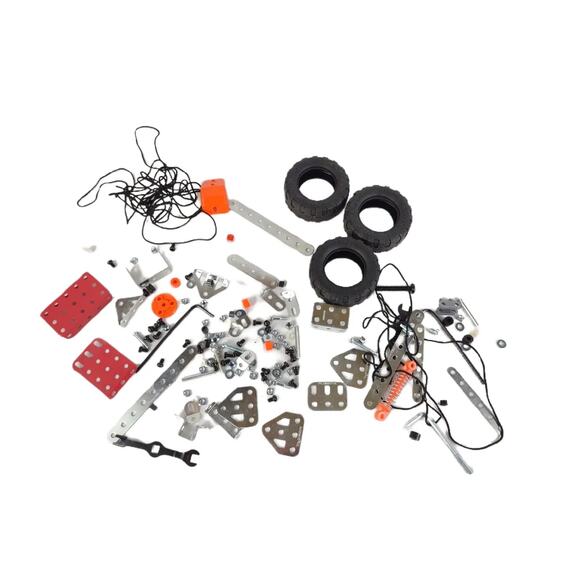 Lot of Meccano Parts and Instruction Booklets, Screws Tires Wheels Tools More - Picture 2 of 7